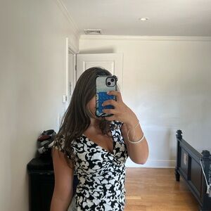 White House Black Market Black and White Patterned Dress